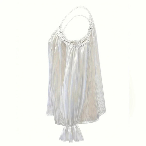 Women's Open Shoulder Lace Trim Casual Vacation Matching Shirt piece of CRAP! - Picture 3 of 5